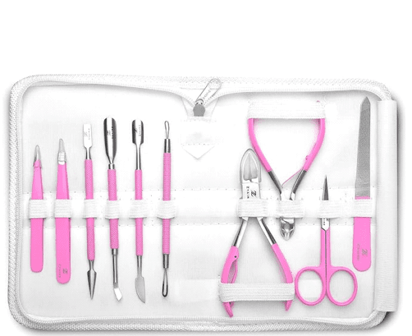 Manicure Set,Professional Pedicure Kits,Toe Nail Clippers Pack,10 Piece Stainless Steel,Personal Care Tools Nail Kit Men,Women Grooming Kit,with Portable Case (Pink)