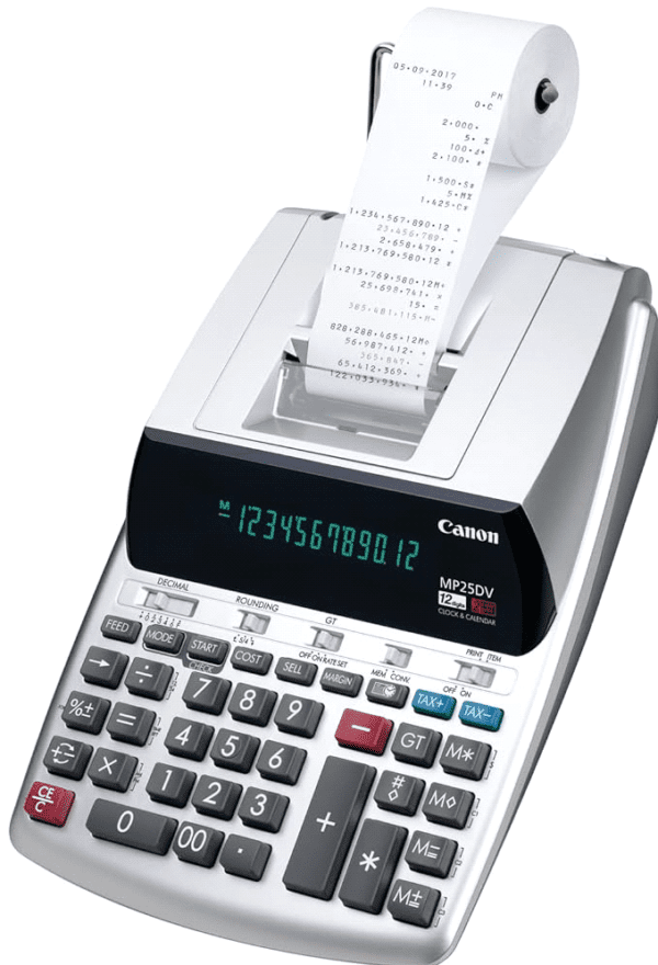 Canon MP25DV-3 Desktop Printing Calculator with Currency Conversion, Clock & Calendar
