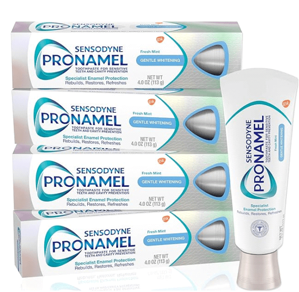 Sensodyne Pronamel Gentle Teeth Whitening Enamel Toothpaste for Sensitive Teeth, Fresh Mint - 4 Ounces (Pack of 4)